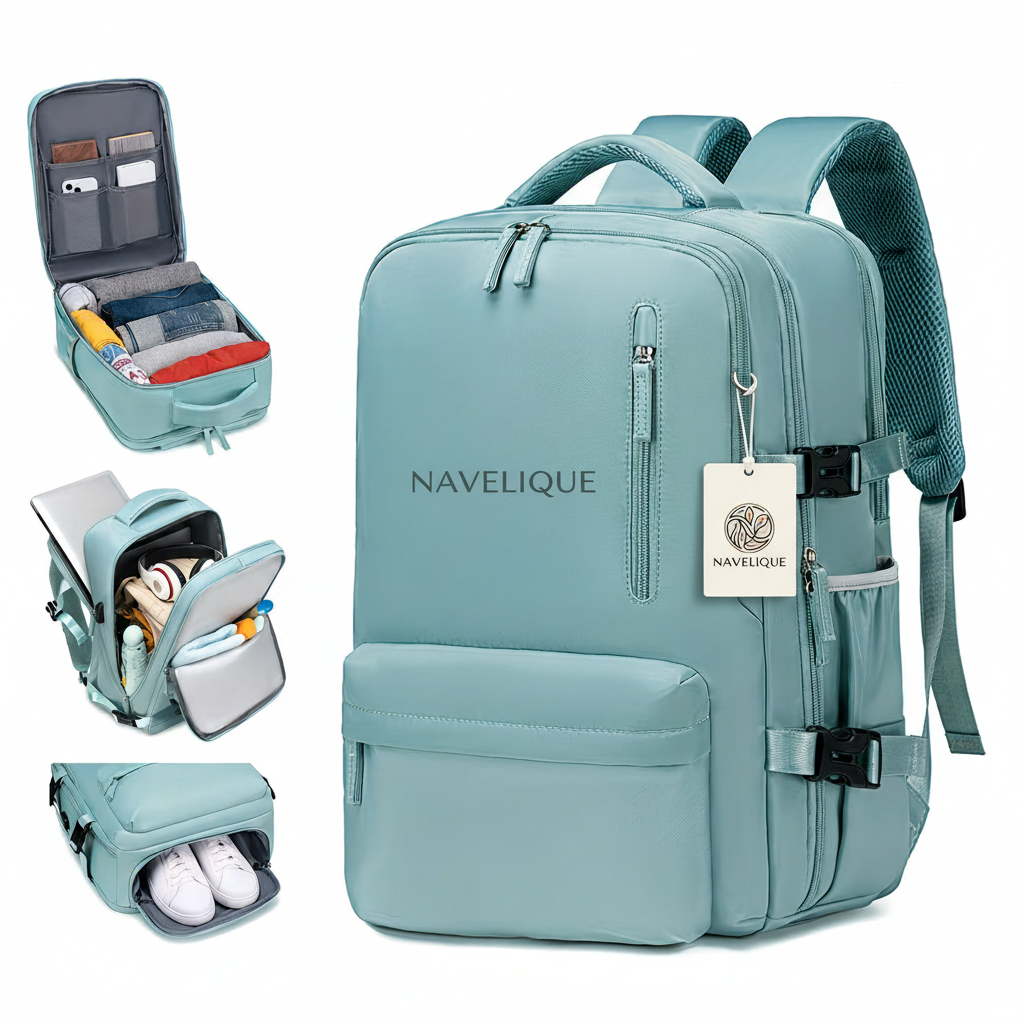 Navelique Mint Backpack - Centered Name