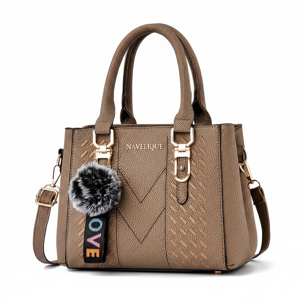 Navelique Brown Handbag - Brand Name Center Top