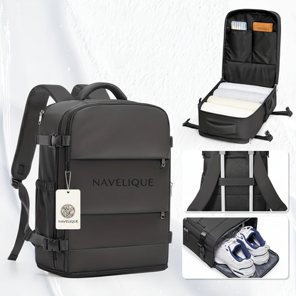 Navelique Cabin Backpack Black - Tag and Centered Name