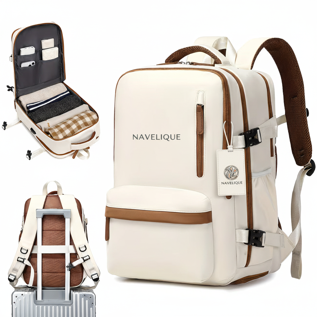 Navelique Cream Backpack - Emblem on Tag