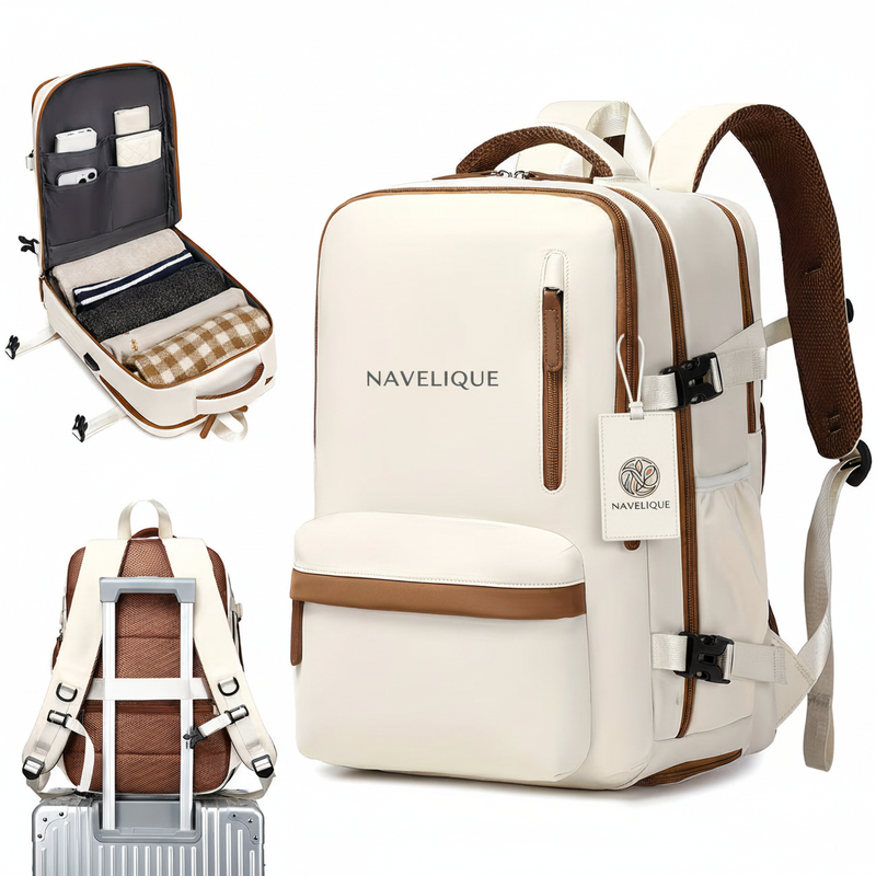 Navelique Cream Backpack - Emblem on Tag