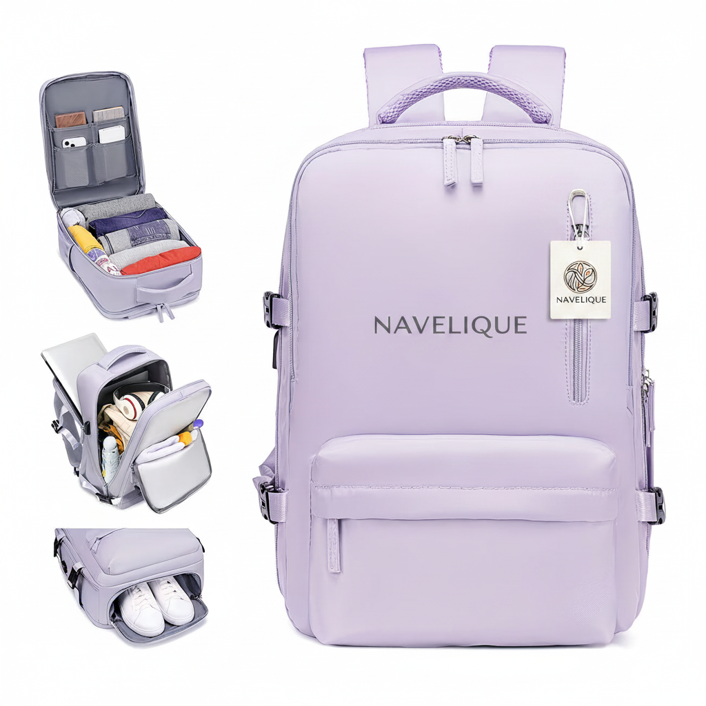 Navelique Lavender Backpack - Tag and Centered Name
