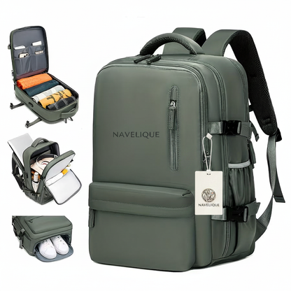 Navelique Olive Green Backpack - Tag and Centered Name
